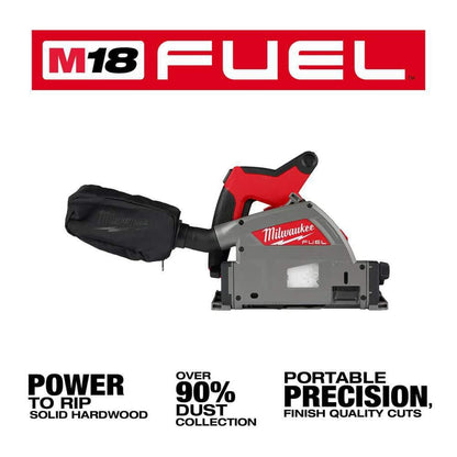 M18 FUEL 18V Li-Ion Cordless Brushless 6-1/2 in. Plunge Cut Track Saw with 31 in. Track Saw Guide Rail and Track Clamps