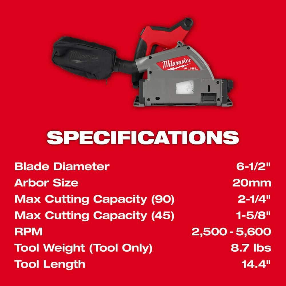 M18 FUEL 18V Lithium-Ion Cordless Brushless 6-1/2 in. Plunge Cut Track Saw w/5.0 Ah Battery