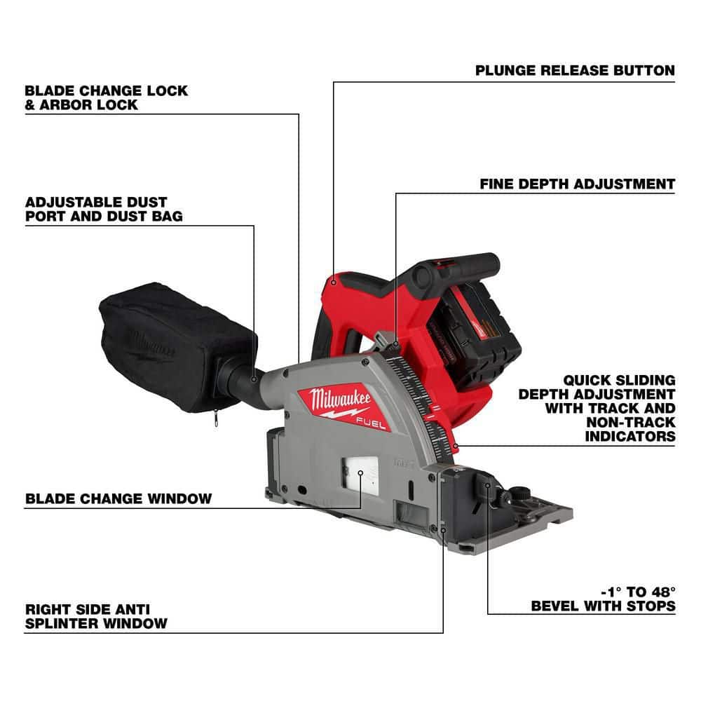 M18 FUEL 18V Lithium-Ion Brushless Cordless 6-1/2 in. Plunge Track Saw PACKOUT Kit with One 6.0 Ah Battery