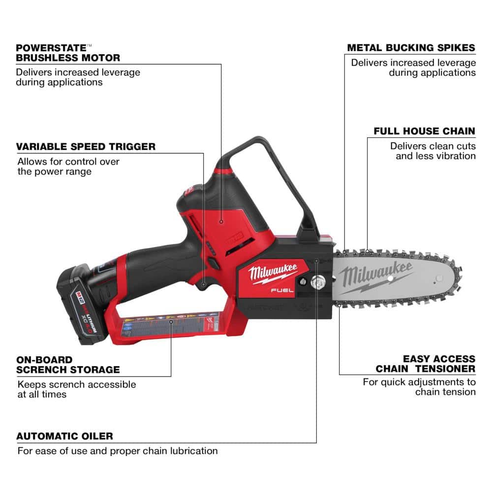 M12 FUEL 12V Lithium-Ion Brushless Battery 6 in. HATCHET Pruning Saw Kit with 4.0 Ah Battery and Charger