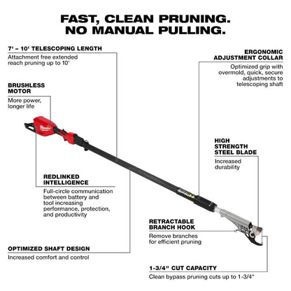 M18 Brushless 18-Volt Lithium-Ion Cordless Telescoping Pole Pruning Shears Saw (Tool-Only)