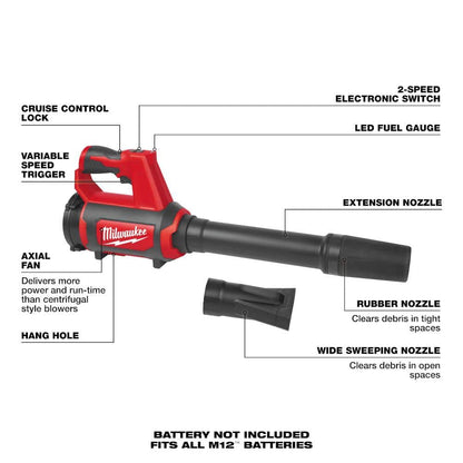 M12 12V Lithium-Ion Cordless Compact Spot Blower (Tool-Only)