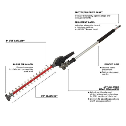 M18 FUEL 10 in. 18V Lithium-Ion Brushless Electric Cordless Pole Saw with M18 QUIK-LOK Hedge Trimmer Attachment (2-Tool)