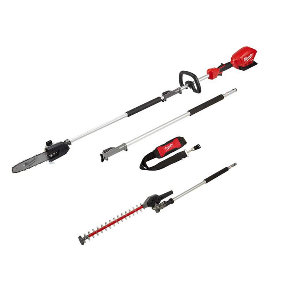 M18 FUEL 10 in. 18V Lithium-Ion Brushless Electric Cordless Pole Saw with M18 QUIK-LOK Hedge Trimmer Attachment (2-Tool)