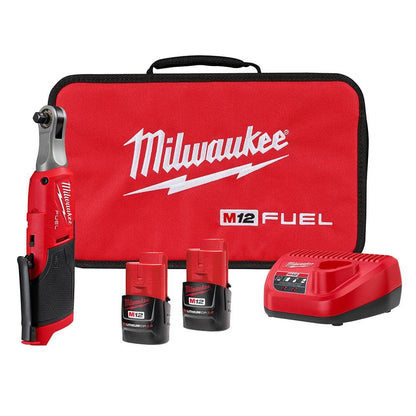 M12 FUEL 12V Lithium-Ion Brushless Cordless High Speed 3/8 in. Ratchet Kit w/(2) Batteries, Charger and Bag