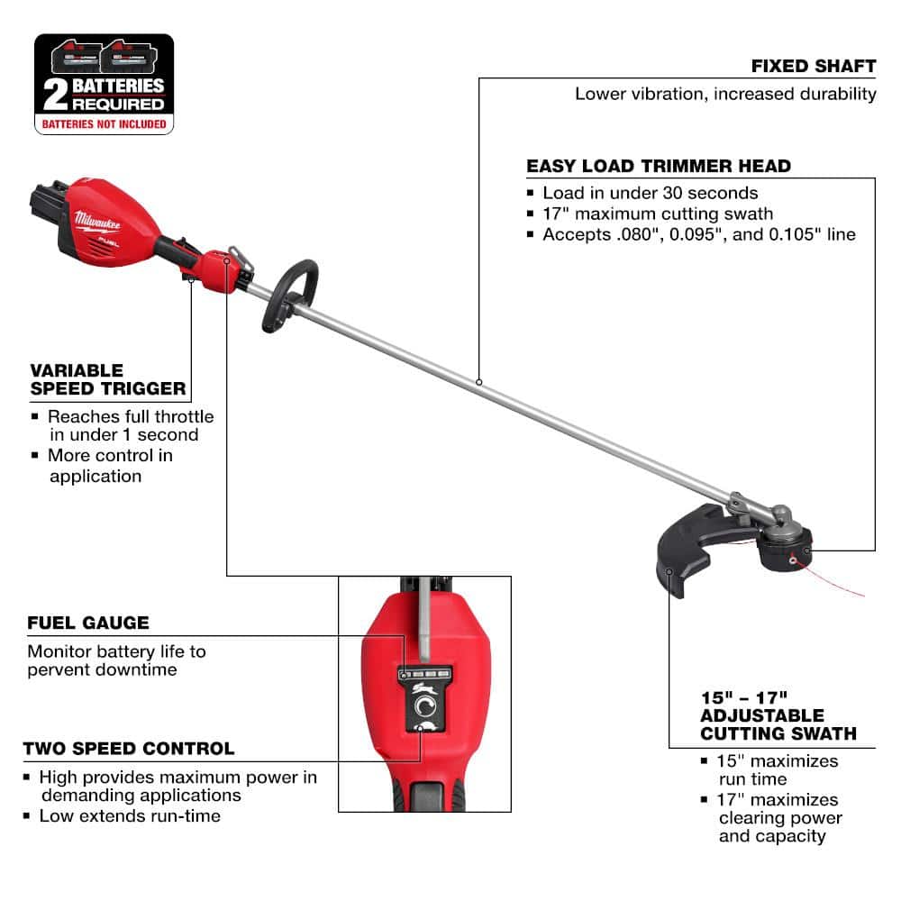 M18 FUEL 18V Brushless Cordless 17 in. Dual Battery Straight Shaft String Trimmer (Tool-Only)