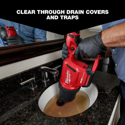 M12 12-Volt Lithium-Ion Cordless Drain Cleaning Airsnake Air Gun Kit with (1) 2.0Ah Battery, Toilet Attachments