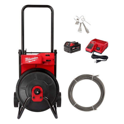 M18 18V Lithium-Ion 3/8 in. x 75 ft. Cable Cordless Drain Cleaning Drum Machine Kit