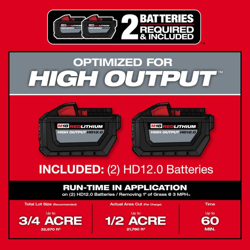 M18 FUEL Brushless Cordless 21 in. Walk Behind Self-Propelled Mower with (2) 12Ah Battery, Charger & Dual Battery Blower