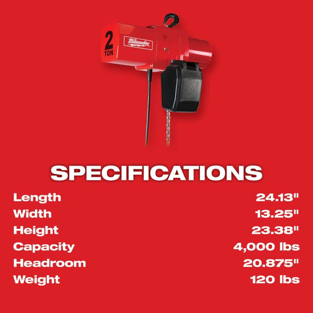 2-Ton 20 ft. Electric Chain Hoist