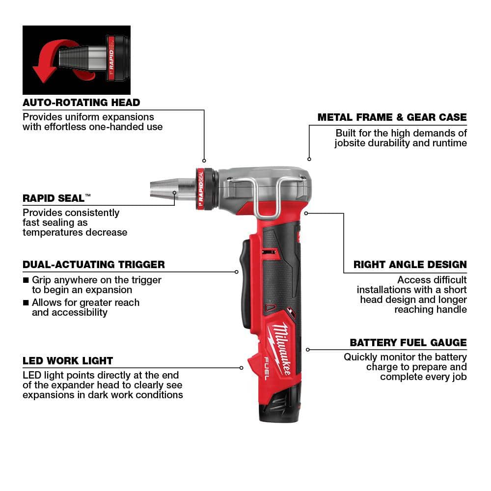 M12 FUEL RAPID SEAL ProPEX Expander Heads With 1/2 in. - 1 in. ProPEX Expansion Tool With M12 PVC Pipe Shear