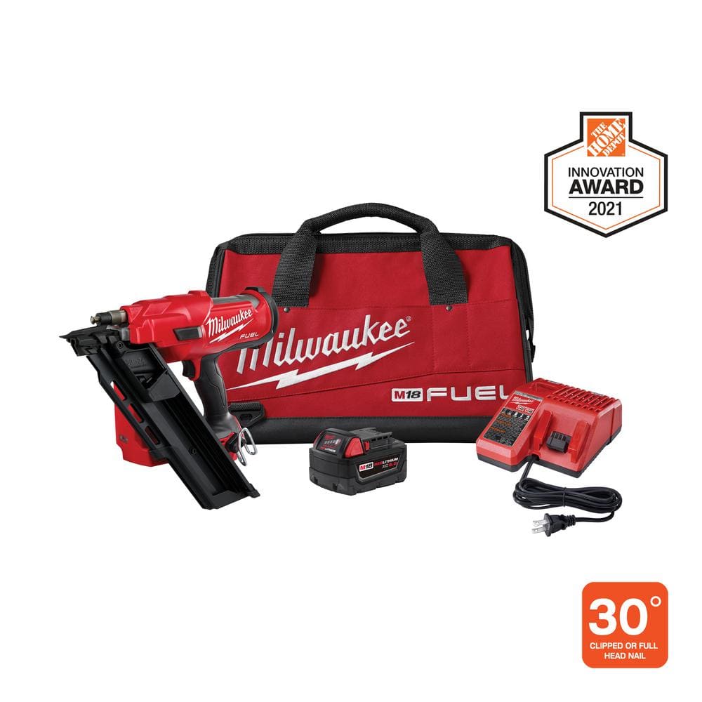 M18 FUEL 3-1/2 in. 18-Volt 30-Degree Lithium-Ion Brushless Cordless Framing Nailer Kit with 5.0 Ah Battery Charger, Bag