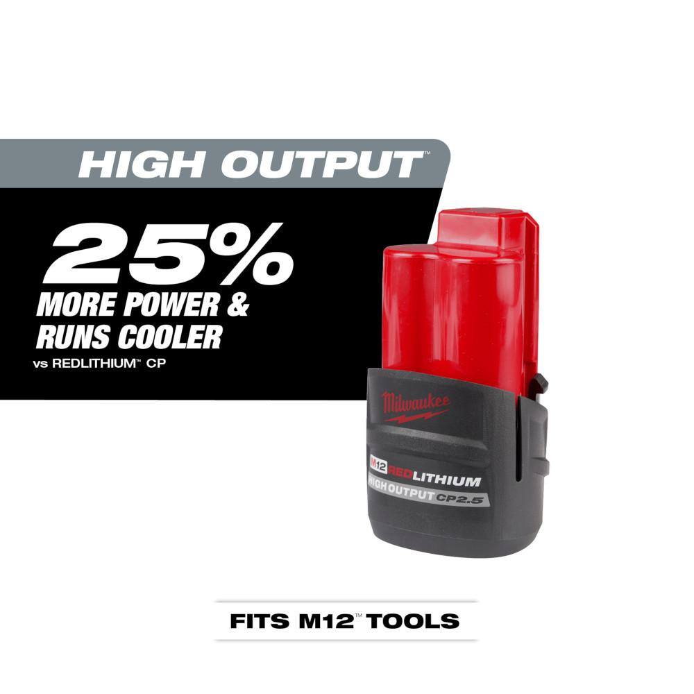 M12 12-Volt Lithium-Ion Cordless Grease Gun with M12 12-Volt Lithium-Ion CP High Output 2.5 Ah Battery Pack