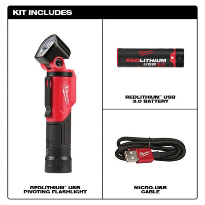 500 Lumens LED Pivoting REDLITHIUM USB Flashlight & 500 Lumens LED Pivoting REDLITHIUM USB Flashlight (2-Pack)