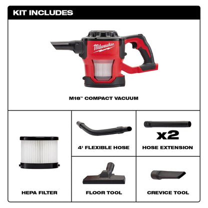 Bagless M18 18-Volt Lithium-Ion Cordless HEPA Compact Handheld Vacuum (Tool-Only)