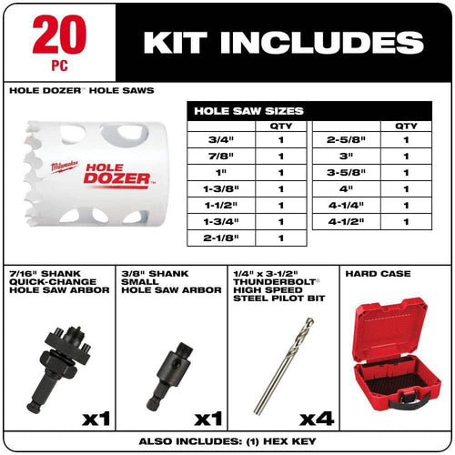 Hole Dozer General Purpose Bi-Metal Hole Saw Set (20-Piece)