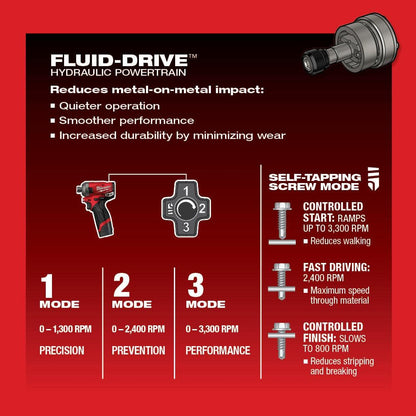M12 FUEL SURGE 12V Lithium-Ion Brushless Cordless 1/4 in. Hex Impact Driver Compact Kit w/ M12 3/8 in. Ratchet
