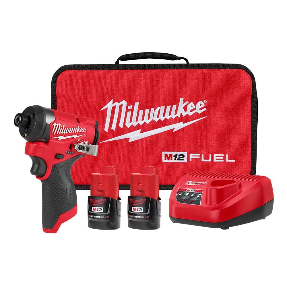M12 FUEL 12V Lithium-Ion Brushless Cordless 1/4 in. Hex Impact Driver Kit w/Two 2.0Ah Batteries, Charger&Soft Case