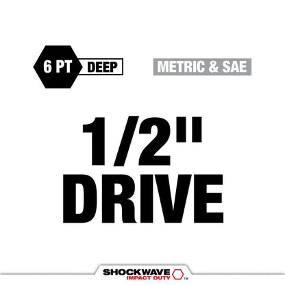 SHOCKWAVE Impact-Duty 1/2 in. Drive Metric and SAE Deep Well Impact PACKOUT Socket Set (31-Piece)
