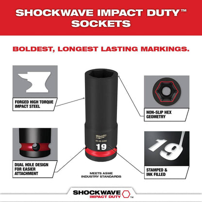 SHOCKWAVE 1/2 in. Drive Metric Deep Well 6 Point Impact Socket Set (14-Piece)