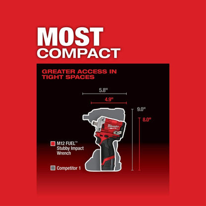 M12 FUEL 12V Lithium-Ion Brushless Cordless Stubby 1/2 in. Impact Wrench (Tool-Only)