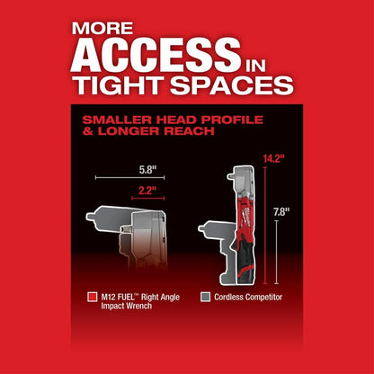 M12 FUEL 12V Lithium-Ion Brushless Cordless 3/8 in. Right Angle Impact Wrench (Tool-Only)
