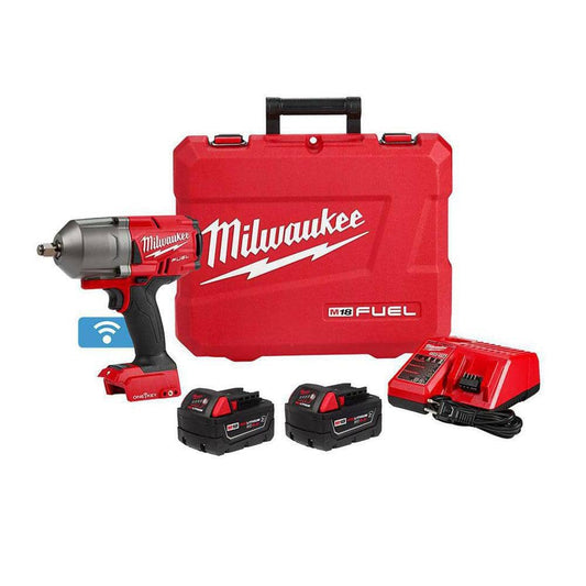 M18 FUEL ONE-KEY 18V Li-Ion Brushless Cordless 1/2 in. High-Torque Impact Wrench with Friction Ring, Resistant Batteries