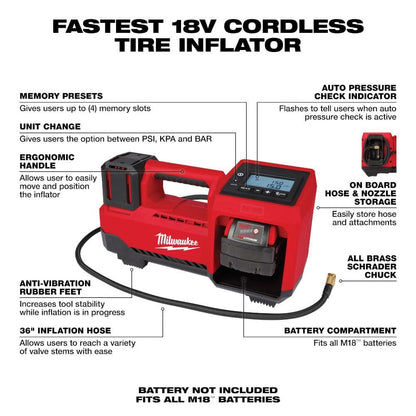 M18 18-Volt Lithium-Ion Cordless Electric Portable Inflator (Tool-Only)