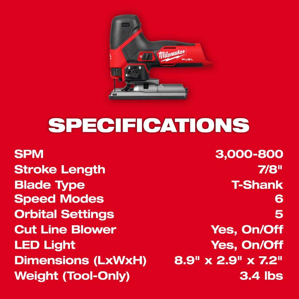 M12 12V Fuel Lithium-Ion Cordless Jig Saw (Tool-Only)