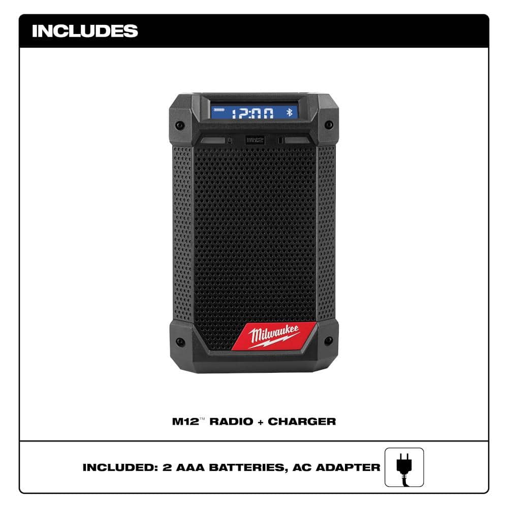 M12 12V Lithium-Ion Cordless Bluetooth/AM/FM Jobsite Radio with M12 12V Lithium-Ion CP High Output 2.5Ah Battery Pack