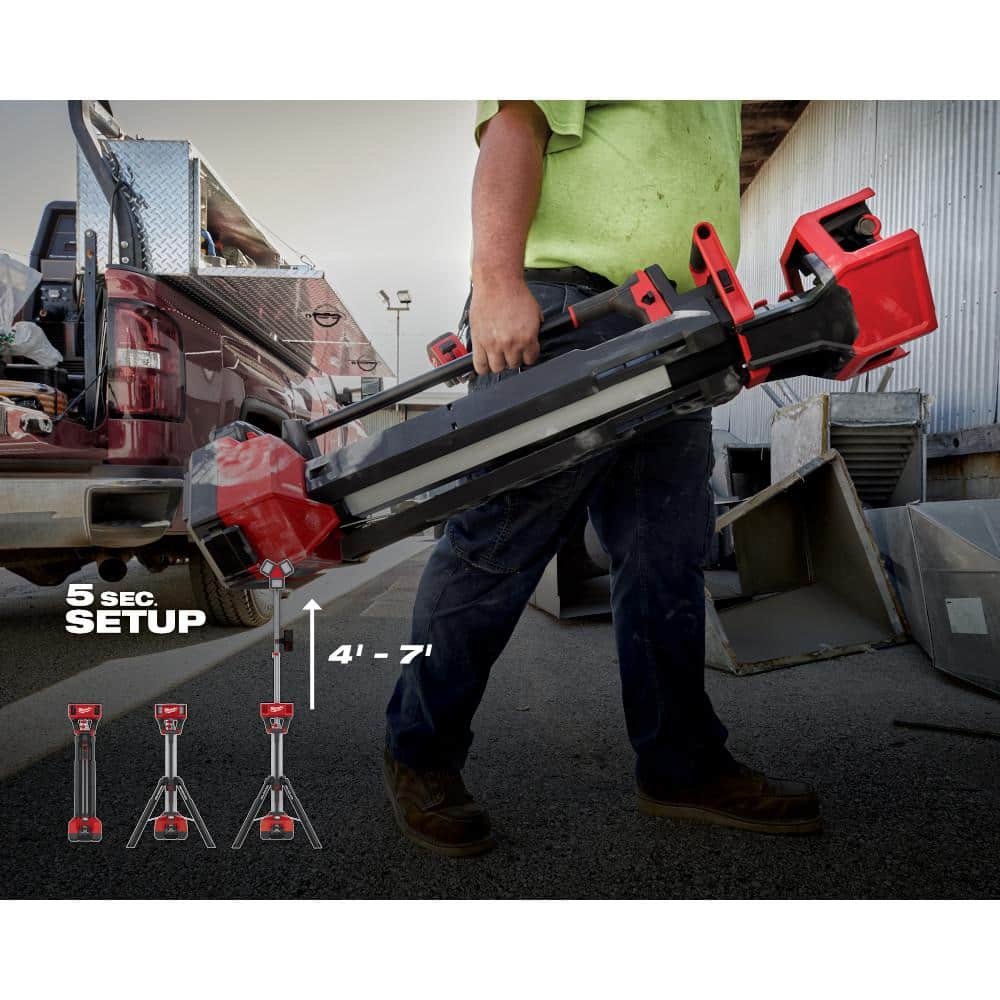 M18 18-Volt Lithium-Ion Cordless 6,000 Lumens Rocket Dual Power Tower Light with Charger with (1) XC 8.0 Ah Battery