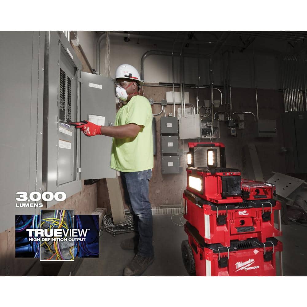 M18 18-Volt Lithium-Ion Cordless PACKOUT 3000 Lumens LED Light with Built-In Charger