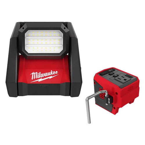 M18 GEN-2 18-Volt Lithium-Ion Cordless 4000 Lumens ROVER LED AC/DC Flood Light and M18 Compact Inverter