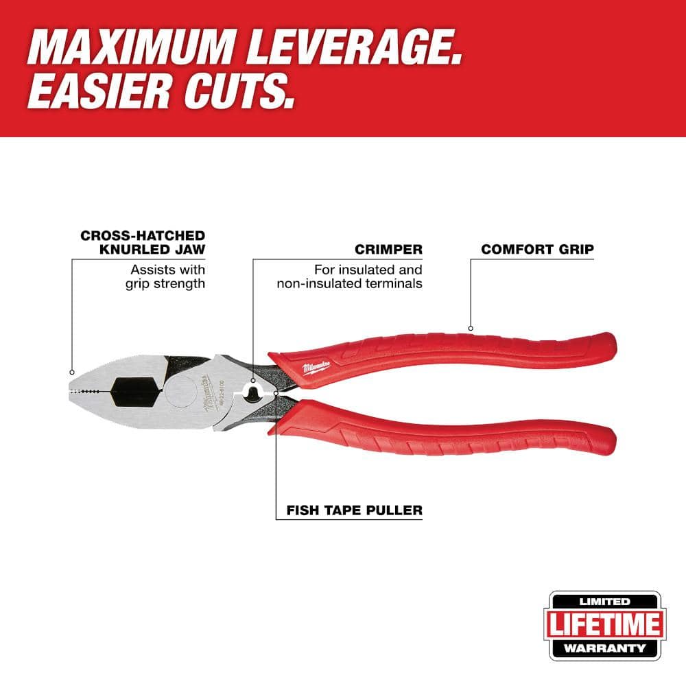 9 in. High Leverage Lineman's Pliers with Crimper