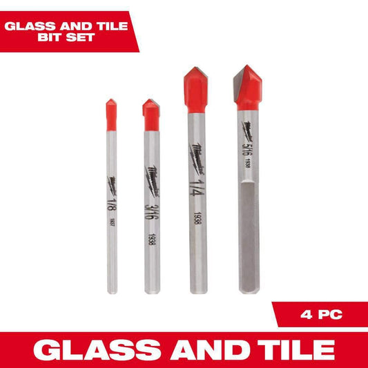 Carbide Glass and Tile Drill Bit Set (4-Pack)