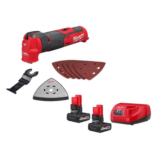 M12 FUEL 12V Lithium-Ion Cordless Oscillating Multi-Tool with M12 XC 5.0 Ah Battery (2-Pack) Starter Kit and Charger