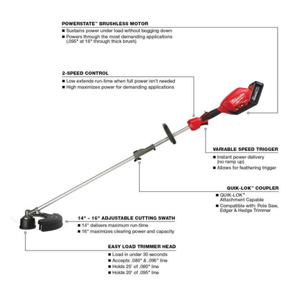 M18 FUEL 18V Lithium-Ion Brushless Cordless QUIK-LOK String Trimmer/Blower Combo Kit w/Pole Saw Attachment (3-Tool)