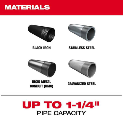 M18 FUEL One-Key Cordless Brushless Compact Pipe Threader Kit W/(2) 8.0Ah Batteries, 1/2 in. - 1-1/4 in. Aluminum Dies