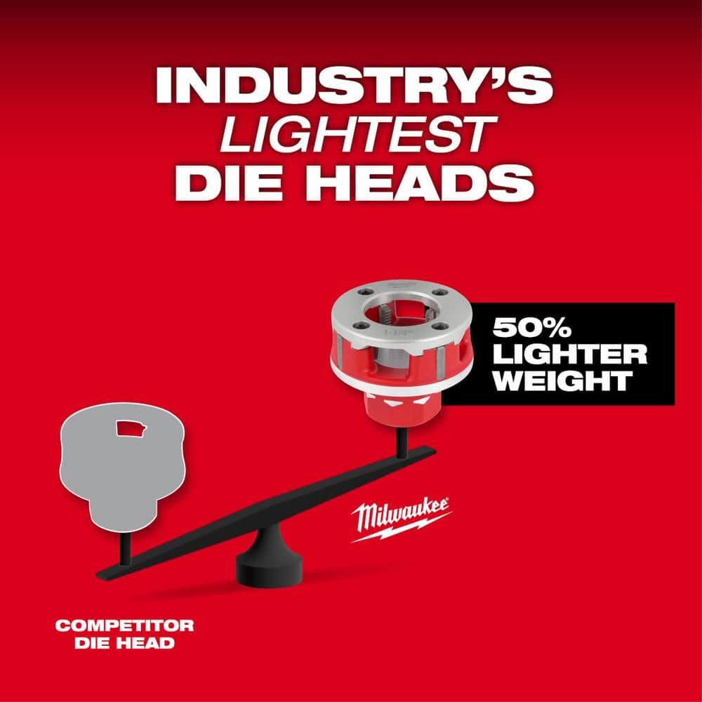 M18 FUEL One-Key Cordless Brushless Compact Pipe Threader Kit W/(2) 8.0Ah Batteries, 1/2 in. - 1-1/4 in. Aluminum Dies
