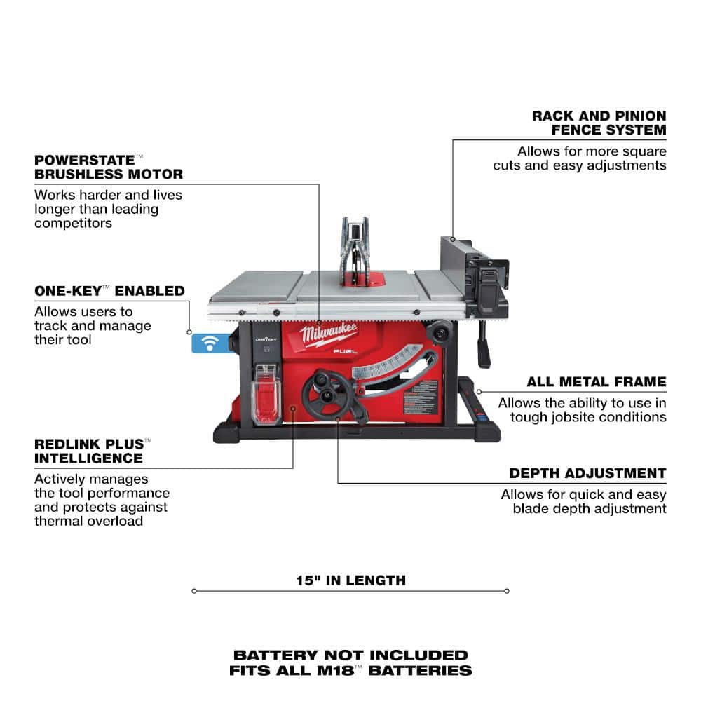 M18 FUEL ONE-KEY 18-Volt Lithium-Ion Brushless Cordless 8-1/4 in. Table Saw (Tool-Only)