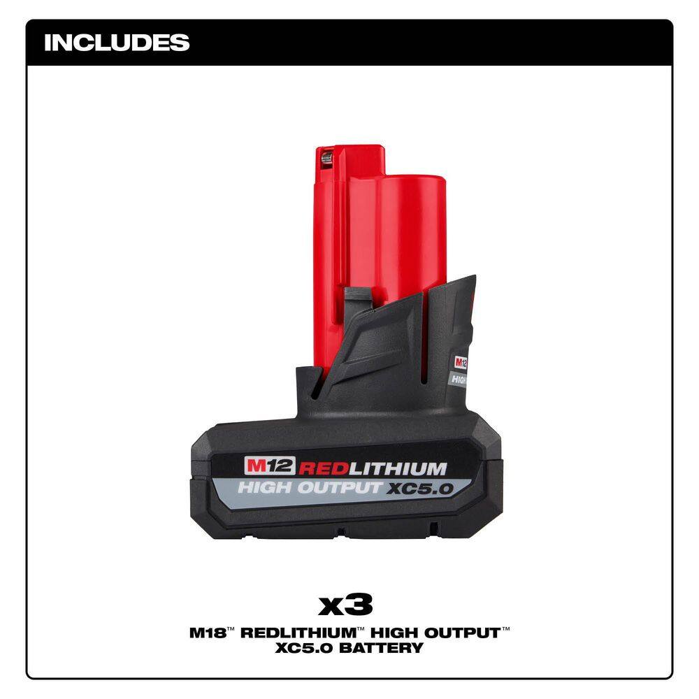 M12 12-Volt Lithium-Ion XC High Output 5 Ah Battery (3-Pack)
