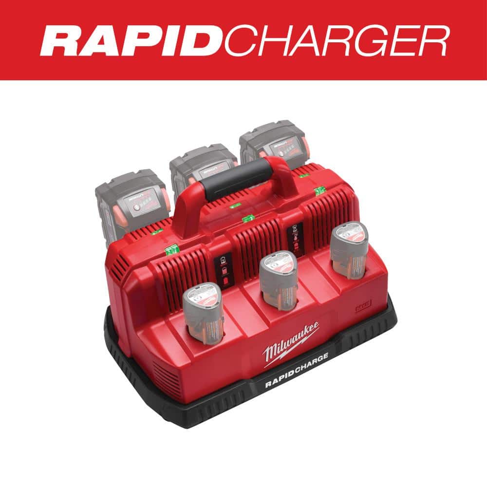 M12 and M18 12-Volt/18-Volt Lithium-Ion Multi-Voltage 6-Port Sequential Rapid Battery Charger (3 M12 and 3 M18 Ports)