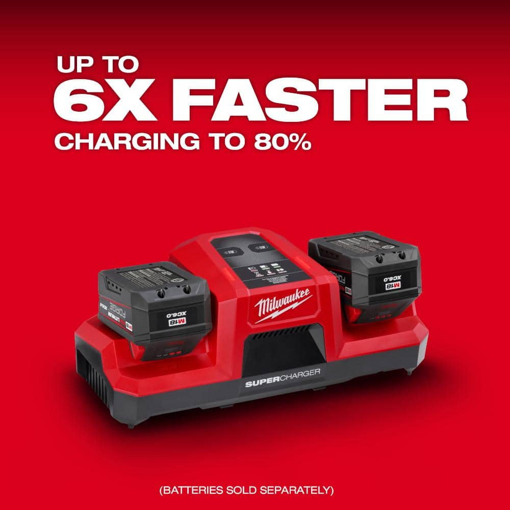 M18 18V Lithium-Ion Dual Bay Super Battery Charger with FORGE 6.0Ah Battery Pack (2-Pack)