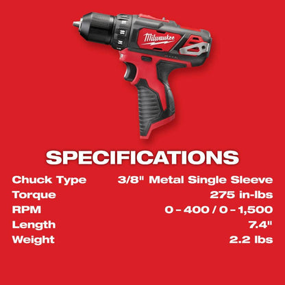 M12 12V Lithium-Ion Cordless 4-Tool Combo Kit with (2) Compact 1.5Ah Batteries and Charger