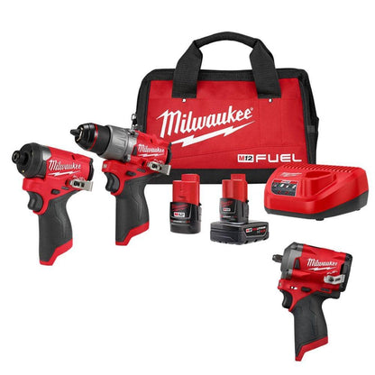 M12 FUEL 12-Volt Lithium-Ion Brushless Cordless Hammer Drill and Impact Driver Combo Kit (2-Tool) with Impact Wrench