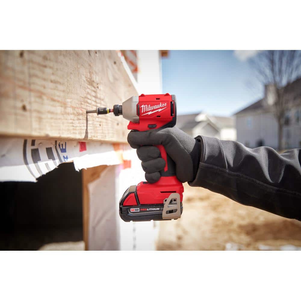 M18 18-Volt Lithium-Ion Brushless Cordless Compact Hammer Drill/Impact Combo Kit (2-Tool) with (2) Batteries, Bag