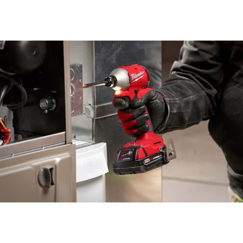 M18 18-Volt Lithium-Ion Brushless Cordless Compact Hammer Drill/Impact Combo Kit (2-Tool) with (2) Batteries, Bag