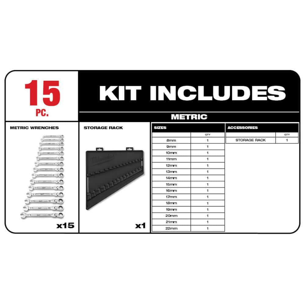 144-Position Flex-Head Ratcheting Combination Wrench Set SAE and METRIC (30-Piece)