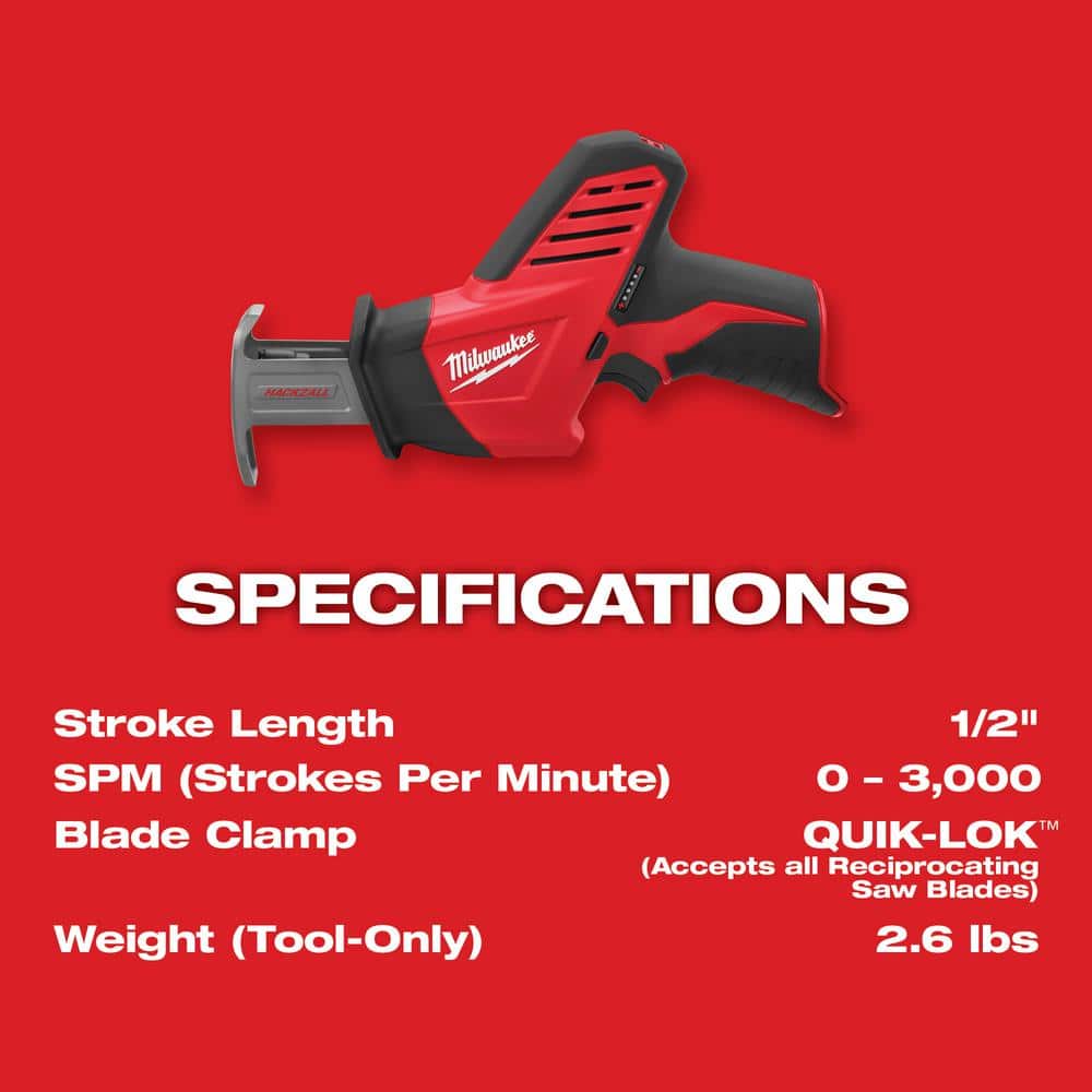 M12 12V Lithium-Ion HACKZALL Cordless Reciprocating Saw (Tool-Only)