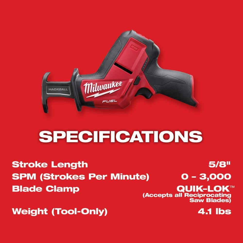 M12 FUEL 12V Lithium-Ion Brushless Cordless HACKZALL Reciprocating Saw Kit w/ One 4.0Ah Batteries Charger & Tool Bag